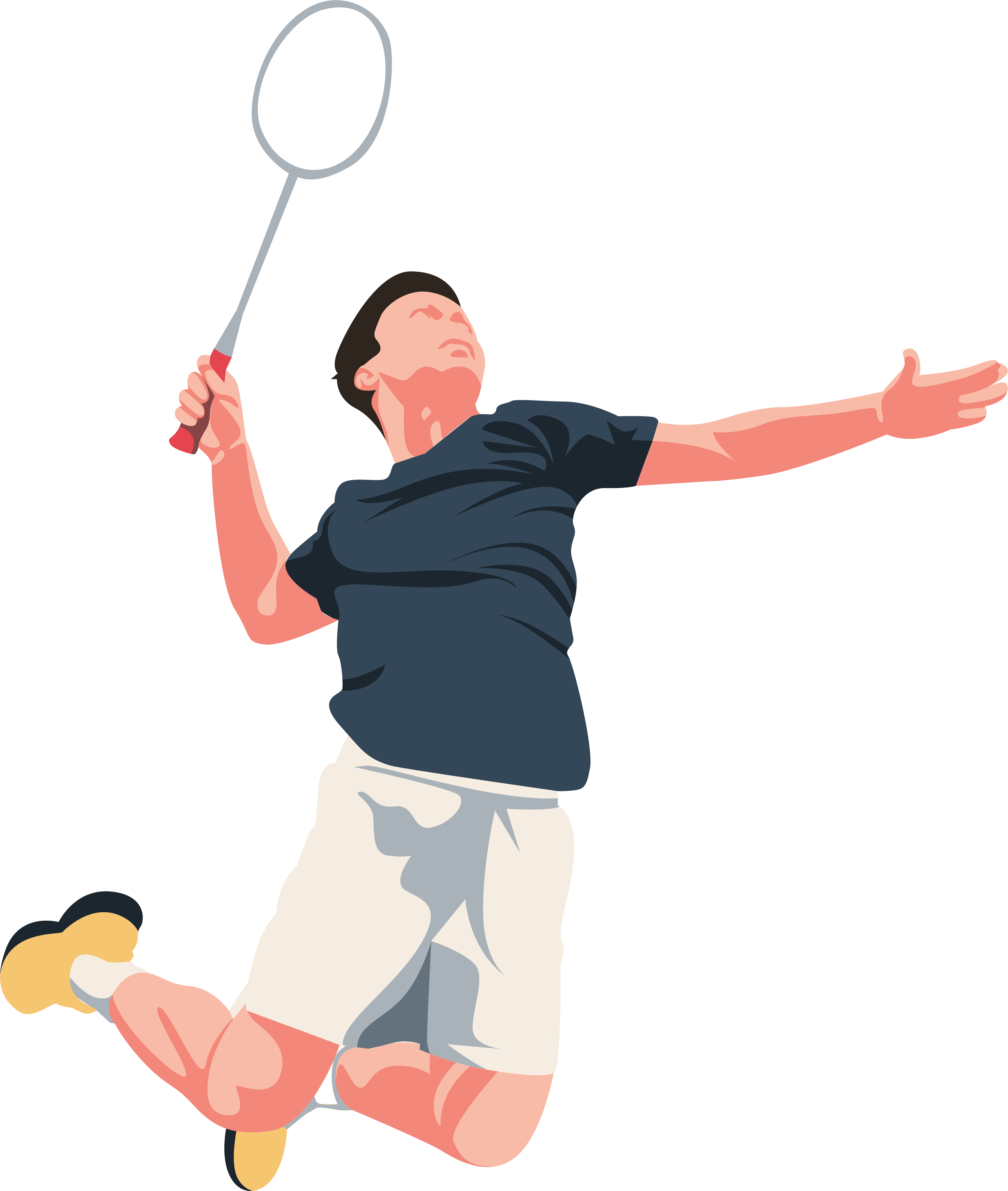 Badminton players on court